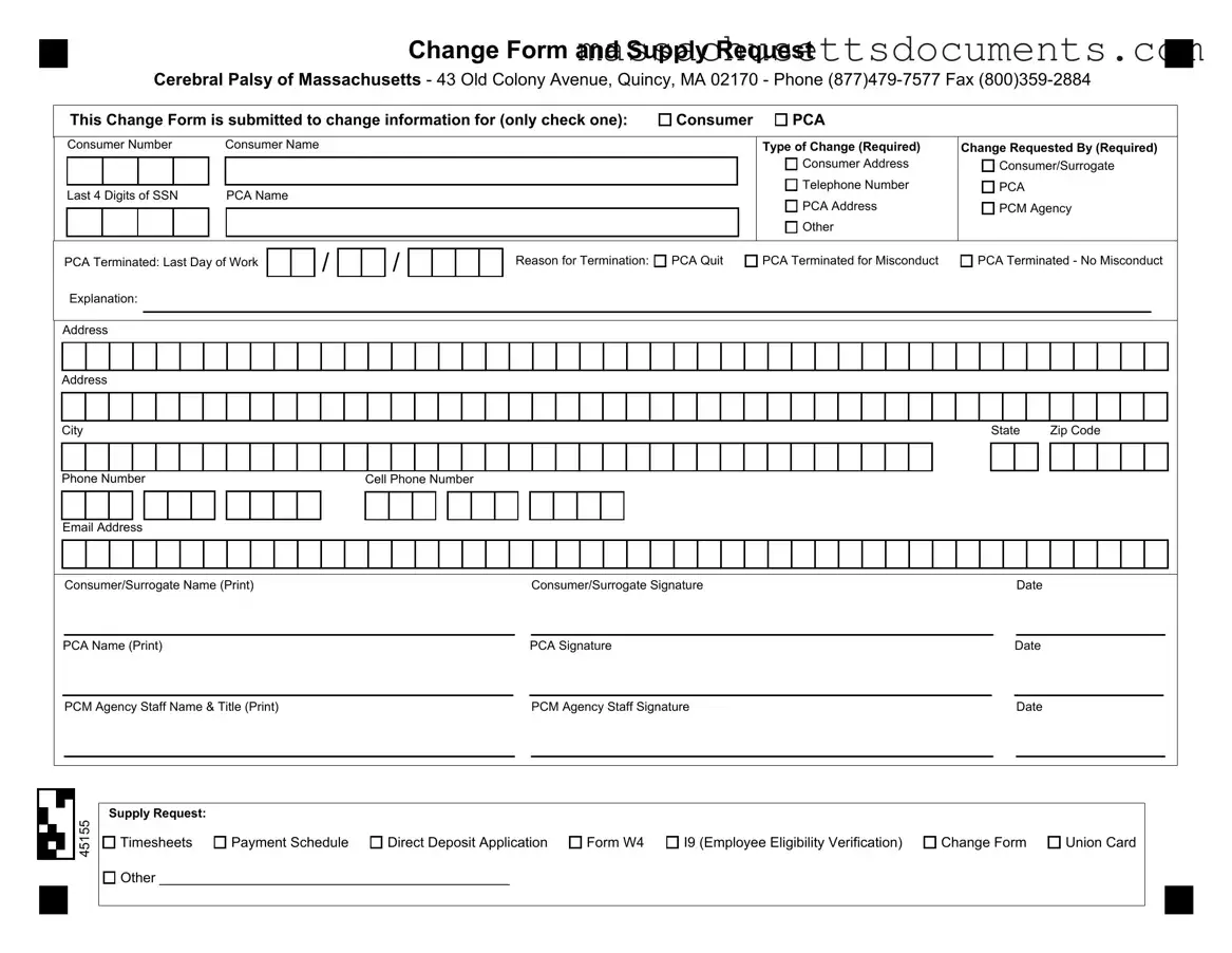 Blank Cerebral Palsy Massachusetts Pca Form