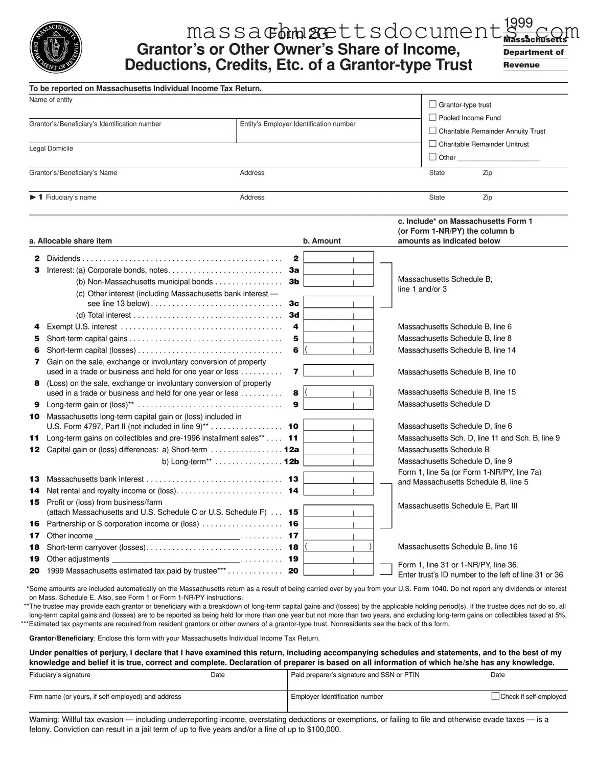 Blank Massachusetts 2G Form