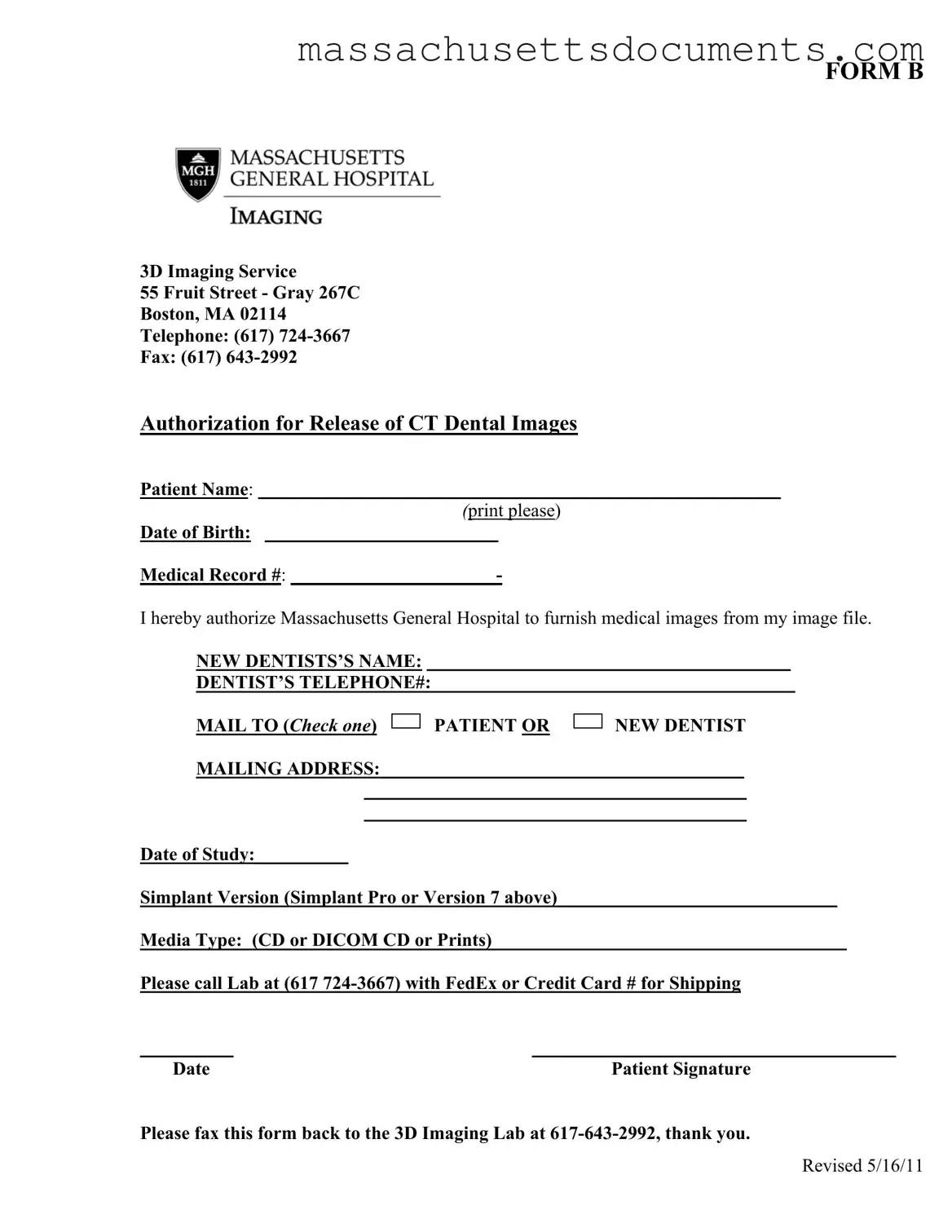 Blank Massachusetts B Form
