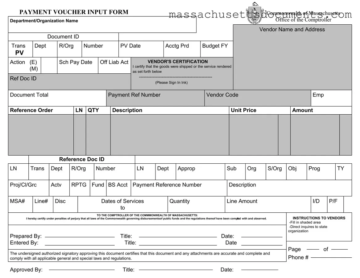 Blank Massachusetts Payment Voucher Form