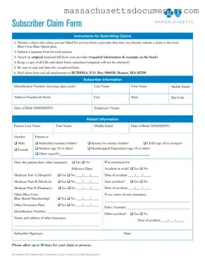 Blank Massachusetts Claim Form