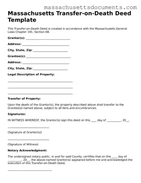 Valid  Transfer-on-Death Deed Form for Massachusetts