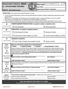 Blank Massachusetts Molst Form