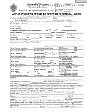 Blank Massachusetts Permit Electrical Form