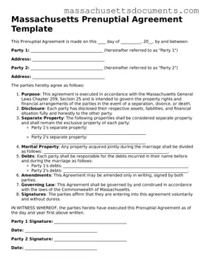 Valid  Prenuptial Agreement Form for Massachusetts