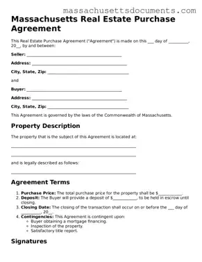 Valid  Real Estate Purchase Agreement Form for Massachusetts