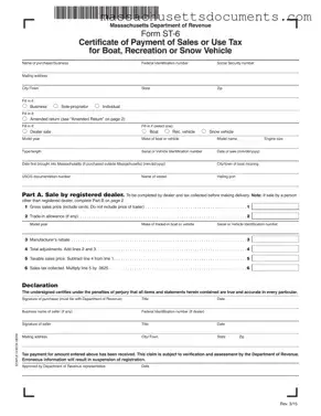 Blank Massachusetts St 6 Form